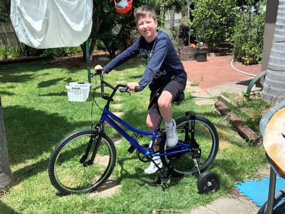 George on his adaptive bike