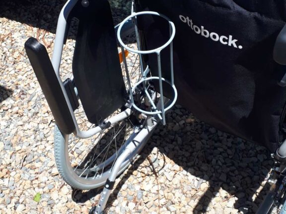 Oxygen Bottle Holder on Wheelchair
