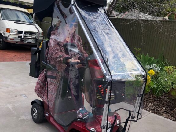 Mobi-Scooter Mounted with All-Weather Canopy